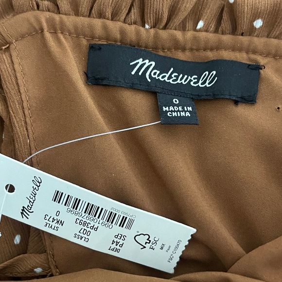 MADEWELL Sophia Cani Tiered midi Dress in Dot size 0 in Sepia sun dress - Picture 5 of 9